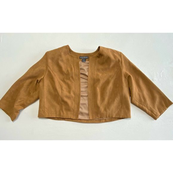 Jessica Howard Tan Suede Blazer Jacket 14 W - Picture 2 of 5